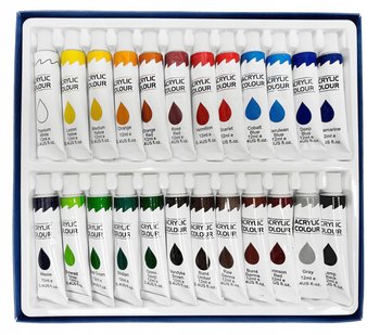 Farby akrylowe 12 ml x 24 szt. zestaw farb wielokolorowy 288 ml - Preston