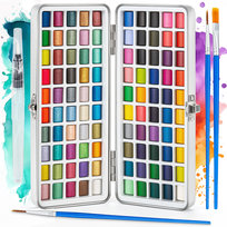 Farby Akwarelowe 105w1 Akwarele w Kostkach Wodne Zestaw 100 Farb i Pędzle