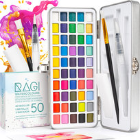 Farby Akwarelowe 54w1 Akwarele w Kostkach Wodne Zestaw 50 Farb i Pędzle 