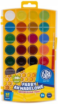 Farby akwarelowe Astra 32 kolorów - fi 25 mm z eurozawieszką - Astra
