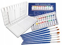 Farby akwarelowe w tubkach Loveart 12 kolorów Paletka, Pędzle do akwareli