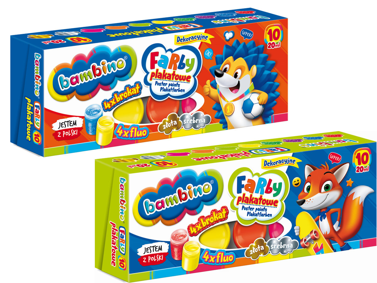 Farby Plakatowe Bambino 10 Kol. Deco Szkolne Nasycone Bezbieczne Intensywne-Zdjęcie-0