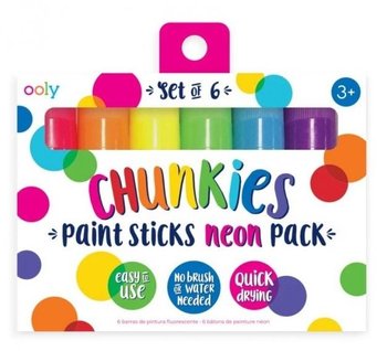 Farby w kredce, Chunkies Paint Sticks Neon, 6 sztuk - Ooly