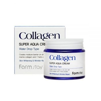 FARMSTAY Collagen Super Aqua Cream kolagenowy krem intensywnie nawadniający Water Drop 80ml - Farm Stay