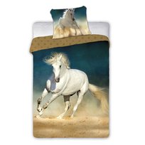 Faro Pościel 140x200+70x90 cm Młodzieżowa Horses 001 Biały Koń Faro