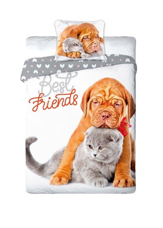 Faro Pościel 140x200 cm Kot Pies Best Friends bawełna komplet
