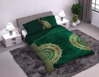 Faro Pościel 160x200+2x70x80 satyna bawełniana zieleń złoto luksusowa