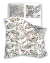 FARO Pościel satyna bawełniana premium 160x200+2x70x80 cm Boho Duże Liście