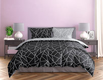 FARO Pościel satyna bawełniana premium 160x200+2x70x80 cm Milagro Verde Czarny Szary Geometria