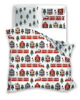 FARO Pościel świąteczna bawełniana 160x200+2x70x80 cm  Scandic 075 Zimowy Ekspres