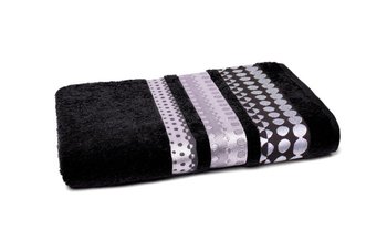 FARO, Ręcznik frotte, 70x140 cm, czarny, srebrna bordiura, Silver, 100% bawełna - Faro