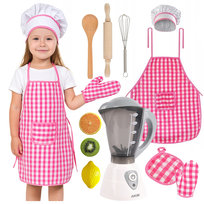 Fartuszek Strój Kucharski dla Dzieci + Blender Robot Kuchenny AGD Zestaw