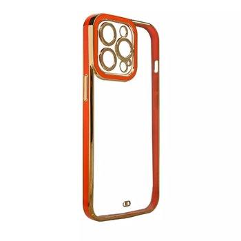 Fashion Case etui do iPhone 13 Pro Max żelowy pokrowiec ze złotą ramką czerwony - 4kom