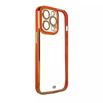 Fashion Case etui do iPhone 13 Pro żelowy pokrowiec ze złotą ramką czerwony - 4kom