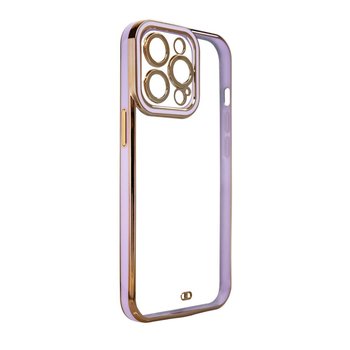 Fashion Case Etui Do Xiaomi Redmi Note 11 Pro Żelowy Pokrowiec Ze Złotą Ramką Fioletowy - Hurtel