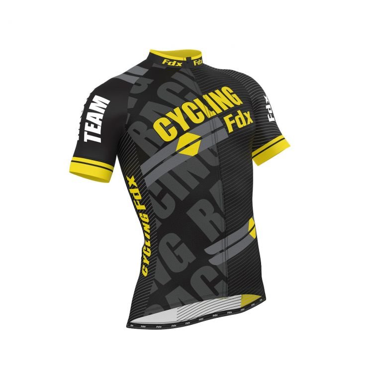 FDX Pro Cycling Herren-Rennradanzug – 3/4 Jersey + Gepolsterte Trägershorts, Gelb, Größe M