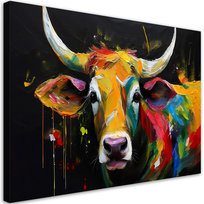 Feeby Obraz na płótnie, FEEBY Abstrakcja Kolorowa Szkocka Krowa 120x80
