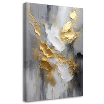 Feeby Obraz na płótnie, FEEBY Abstrakcja Złoty Szary w stylu Glamour 80x120