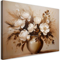 Feeby Obraz na płótnie, FEEBY Beżowy Bukiet Kwiatów w Wazonie 60x40