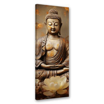 Feeby Obraz na płótnie, FEEBY Budda z kwiatami zen 30x90