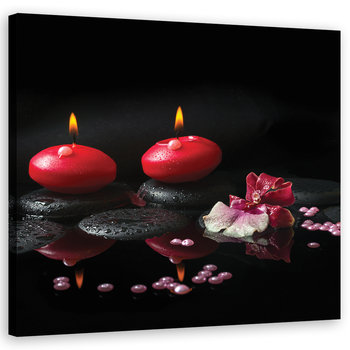 Feeby Obraz na płótnie, FEEBY Czerwone świeczki Kamienie Zen 40x40 - Feeby