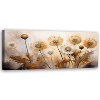 Feeby Obraz na płótnie, FEEBY Dmuchawce Rośliny Kwiaty na beżowym tle 90x30