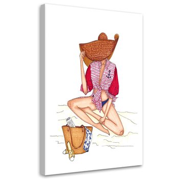 Feeby Obraz na płótnie, FEEBY Kobiecy odpoczynek na plaży - Gisifraga 80x120 - Feeby