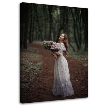 Feeby Obraz na płótnie, FEEBY Kobieta w sukni i kwiaty - Maryna Khomenko 40x60 - Feeby