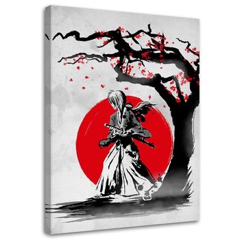 Feeby Obraz na płótnie, FEEBY Kobieta z mieczem pod drzewem wiśni - DDJVigo 40x60 - Feeby