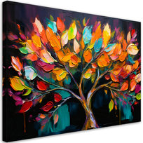 Feeby Obraz na płótnie, FEEBY Kolorowe Drzewo Liście Malowane 90x60