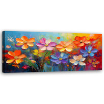 Feeby Obraz na płótnie, FEEBY Kolorowe Kwiaty Pastelowa Kompozycja 90x30