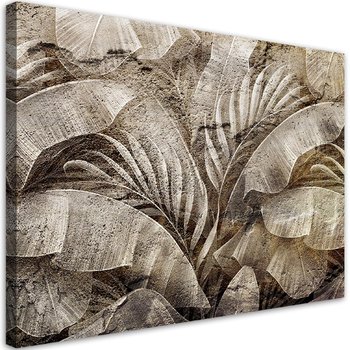 Feeby Obraz na płótnie, FEEBY Liście palmy dżungla na imitacji betonu 60x40 - Feeby