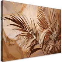 Feeby Obraz na płótnie, FEEBY Liście Palmy Sepia Złoty Marmur 90x60