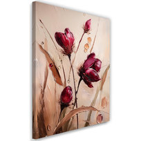 Feeby Obraz na płótnie, FEEBY Maki Łąka Natura Kwiaty Burgundowy 70x100