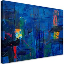 Feeby Obraz na płótnie, FEEBY Niebieska abstrakcja ręcznie malowana 100x70