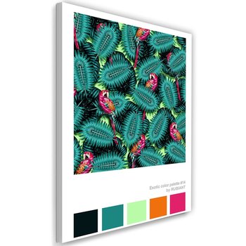 Feeby Obraz na płótnie, FEEBY Papugi w egzotycznych liściach - Rubiant 70x100 - Feeby