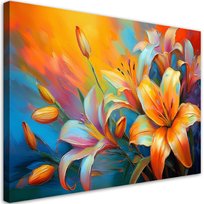 Feeby Obraz na płótnie, FEEBY Pastelowe Kolorowe Lilie Abstrakcja 100x70