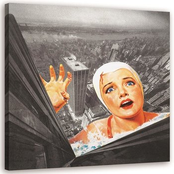 Feeby Obraz na płótnie, FEEBY Spadająca kobieta ze szczytu budynku - Lili Chartrand 30x30 - Feeby