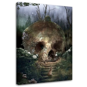 Feeby Obraz na płótnie, FEEBY Wielka czaszka w lesie - Barrett Biggers 60x90 - Feeby