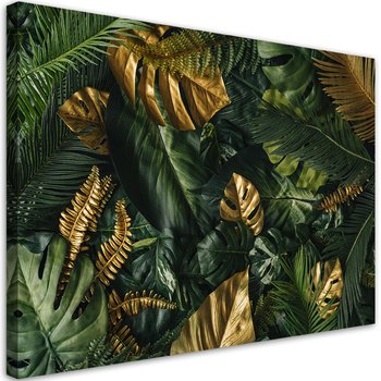 Feeby Obraz na płótnie, FEEBY Złote liście tropikalne 120x80 - Feeby