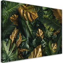 Feeby Obraz na płótnie, FEEBY Złote liście tropikalne 90x60