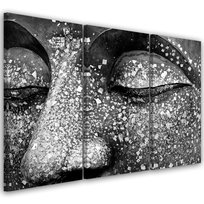 Feeby Obraz trzyczęściowy na płótnie, FEEBY Buddha Czarno Biały 150x100