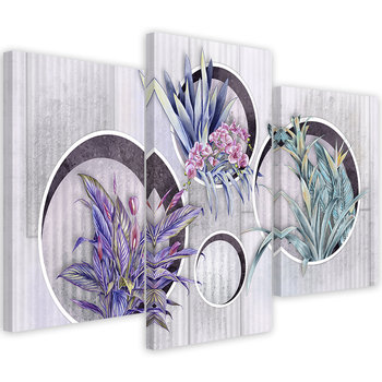 Feeby Obraz trzyczęściowy na płótnie, FEEBY Kwadratowe pudła półki z kwiatami 150x100 - Feeby