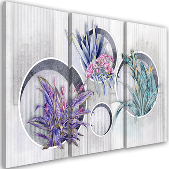 Feeby Obraz trzyczęściowy na płótnie, FEEBY Kwadratowe pudła półki z kwiatami 60x40 - Feeby