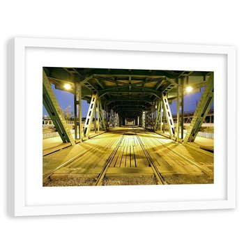 Feeby, Obraz w ramie białej, Długi most, 90x60 cm - Feeby