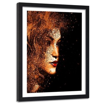 Feeby, Obraz w ramie czarnej, Abstrakcyjna twarz kobiety, 60x90 cm - Feeby