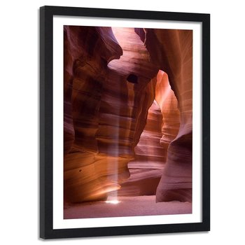 Feeby, Obraz w ramie czarnej, Promienie słońca w jaskini, 60x90 cm - Feeby