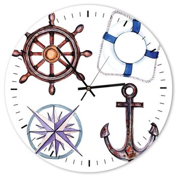 Feeby, Obraz z zegarem, Atrybuty marynarza, 60x60 cm - Feeby
