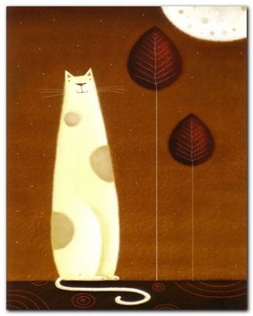 Feline And Two Leaves plakat obraz 24x30cm - Wizard+Genius