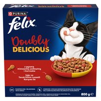 Felix Doubly Delicious Karma dla dorosłych kotów z pyszną mieszanką wołowiny i kurczaka 800 g